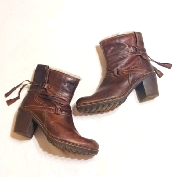 Manas Design Brown Leather Tassled Ankle Boots Size 9 - Picture 1 of 10